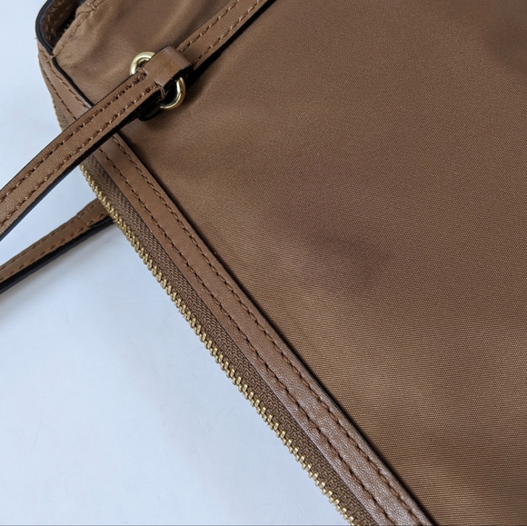 MZ Wallace Brown Nylon & Leather Trimmed Satchel Shoulder Bag With Pouch - Picture 16 of 16